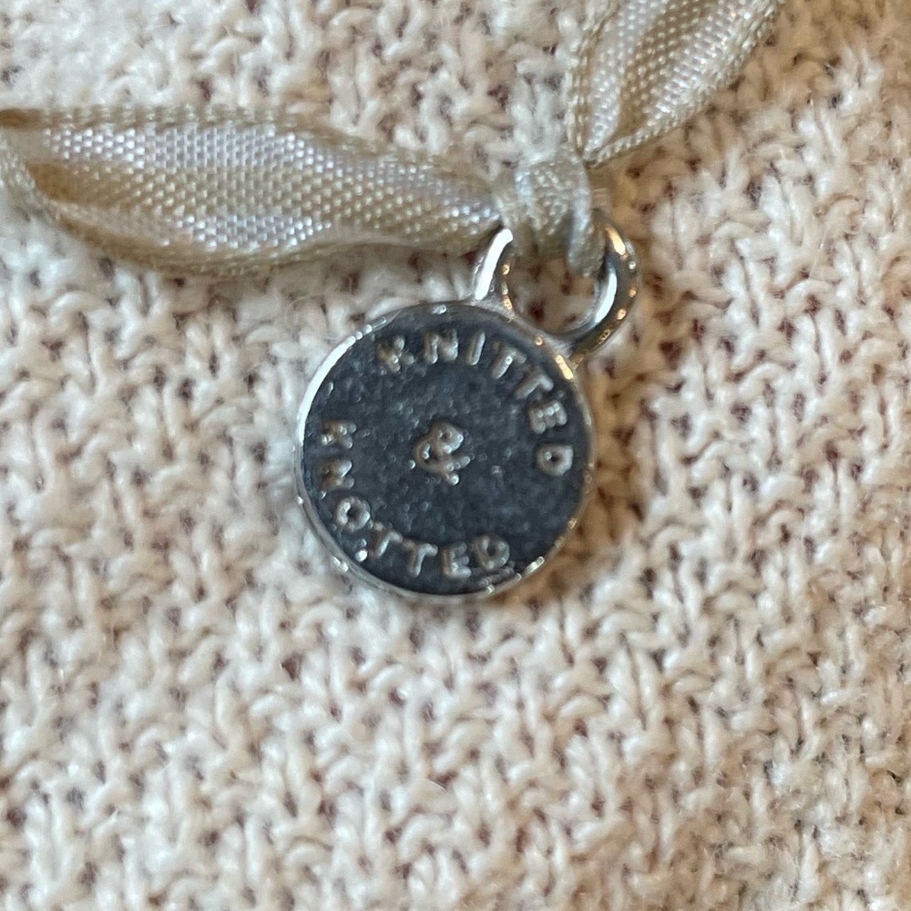 ANTHROPOLOGIE Knitted & Knotted Ivory Cardigan Felt Leaf Cashmere Cotton NWT - Picture 10 of 16